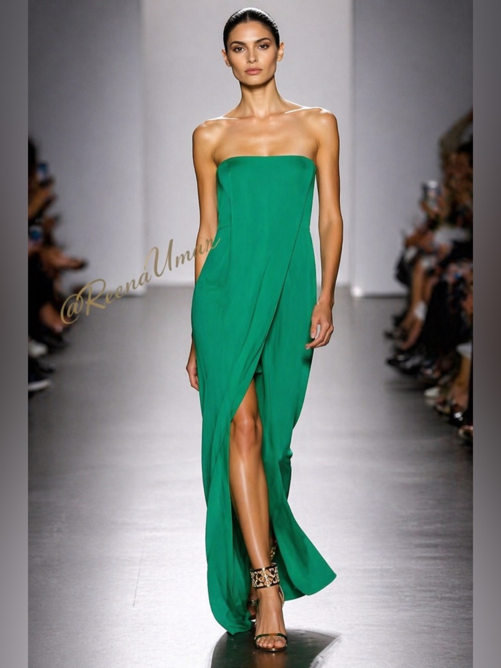 BCBGMaxAzria Emerald Strapless Draped Maxi Dress Size 0